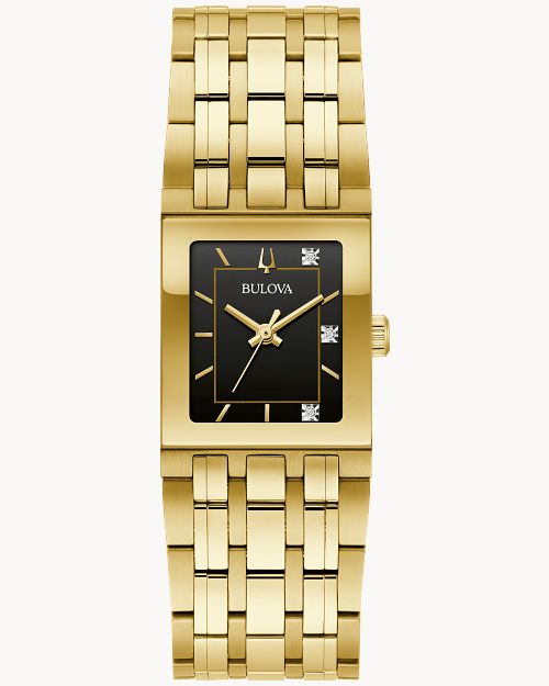 Bulova gold sales watch black face