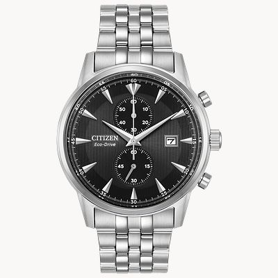 Corso Men s Eco Drive CA7000 55E Steel Black Dial Watch CITIZEN