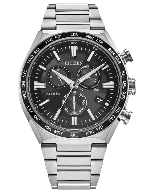 Attesa Black Dial Super Titanium Bracelet CB5966 69E CITIZEN