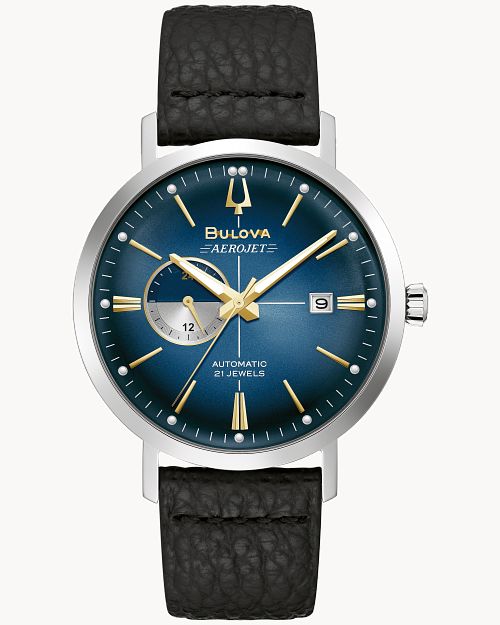 Blue Dial Leather Strap Aerojet 96B374 Bulova