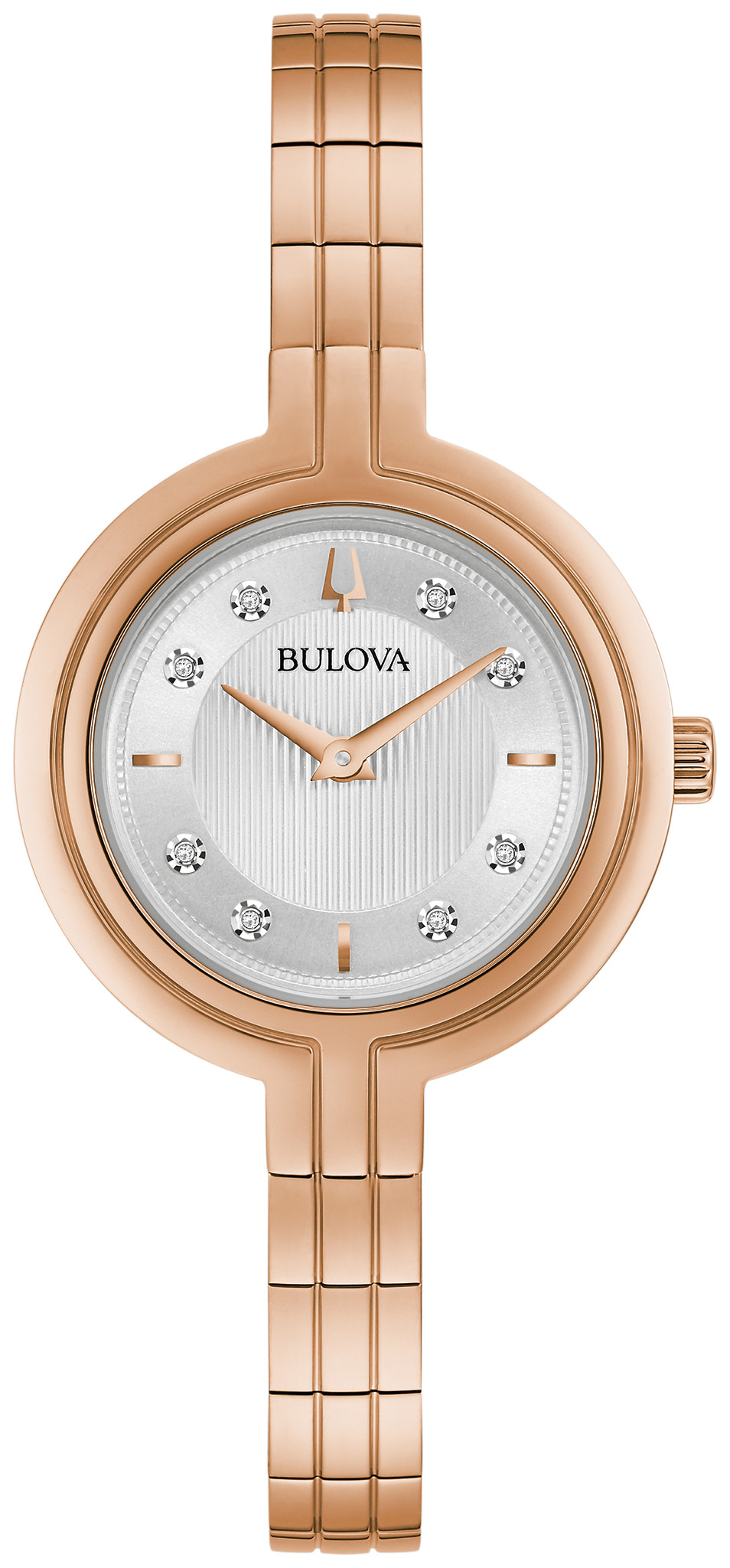 bulova rose gold diamond watch