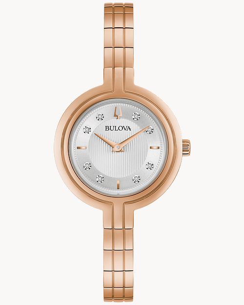 Bulova Rhapsody Women's White Dial Rose Gold Diamond Watch | Bulova