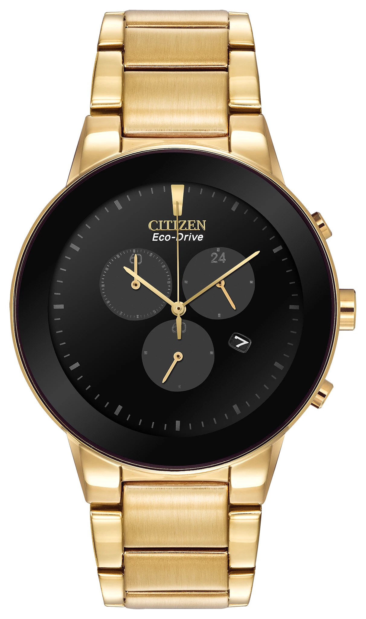Axiom - Men's Eco-Drive AT2242-55E Gold Steel Black Dial Watch