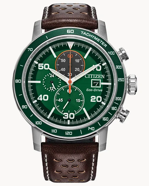 Brycen Green Dial Leather Strap CA0851 05X CITIZEN