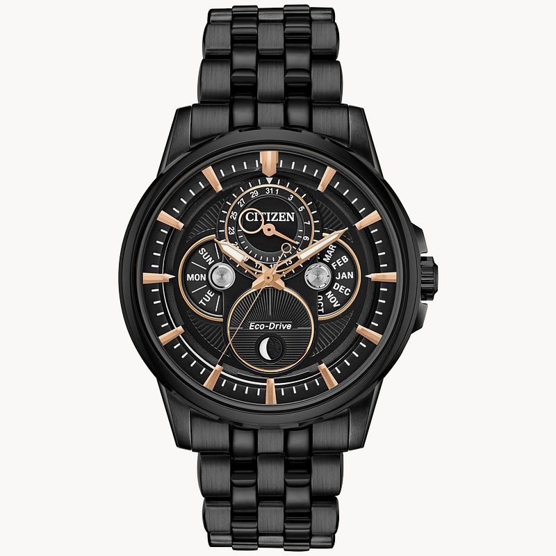 Citizen Calendrier Moonphase Men s Eco Drive Black Watch CITIZEN
