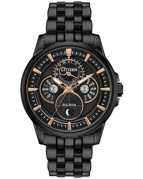 Citizen Calendrier Moonphase Men s Eco Drive Black Watch CITIZEN