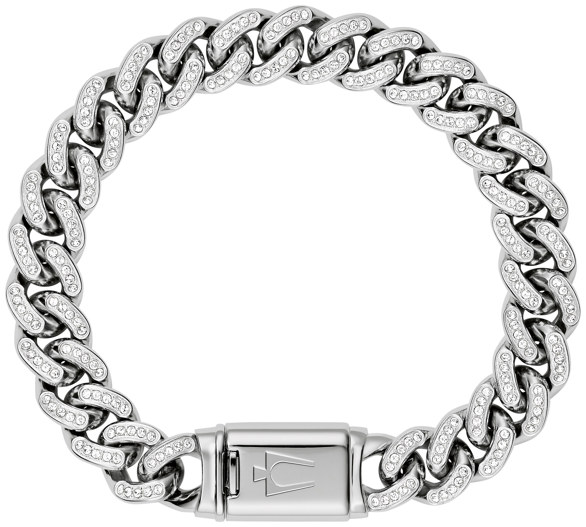 SilverTone Dial Stainless Steel Bracelet Crystal 96K114 Bulova