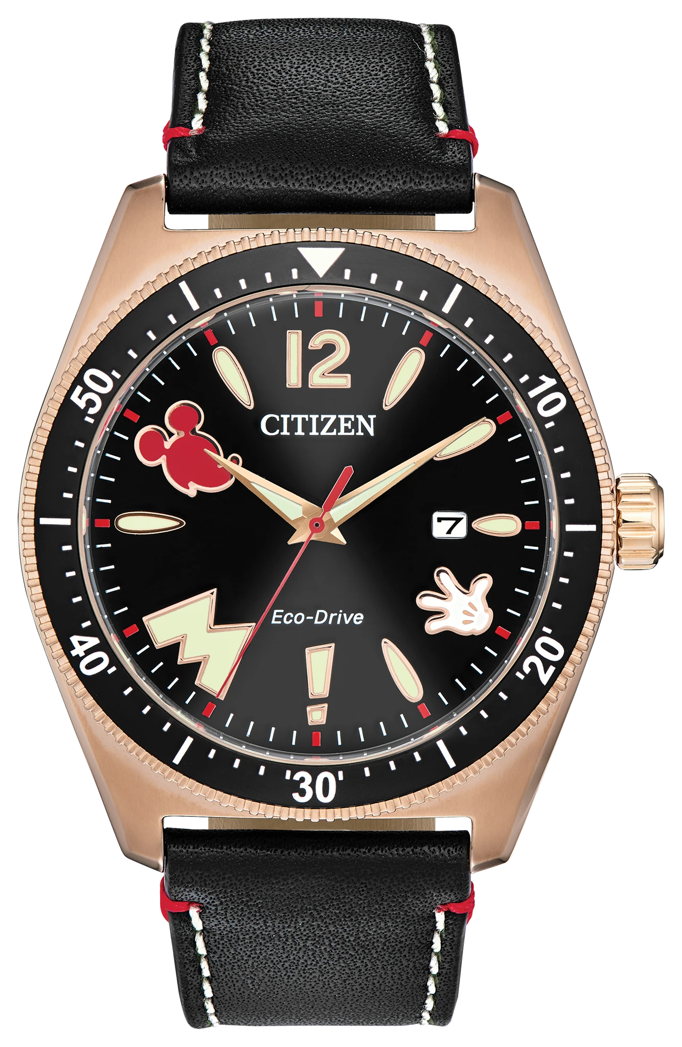au maison Mickey Mouse Black Dial Leather Strap AW1596-08W