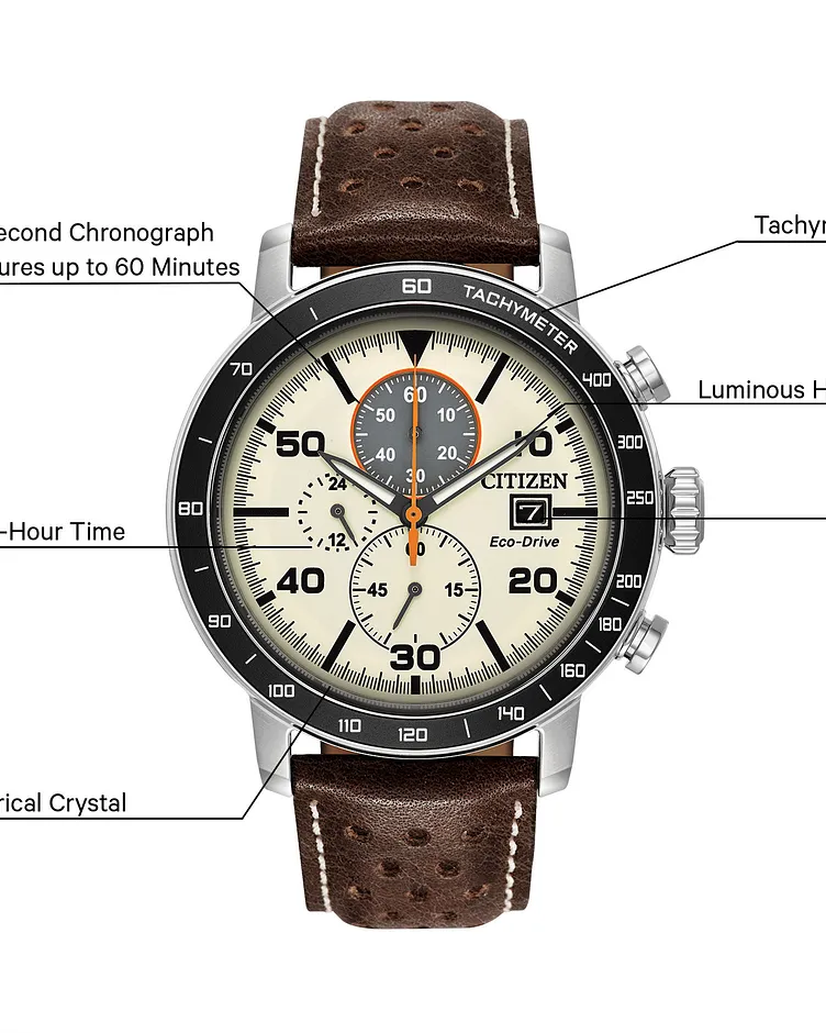 Brycen - Men's Eco-Drive CA0649-06X Leather Strap Watch | CITIZEN Brycen - Men's Eco-Drive CA0649-06X Leather Strap Watch | CITIZEN