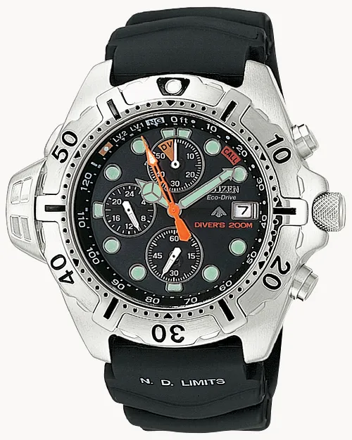 Promaster Depth Meter Chronograph Black Dial Polyurethane Strap