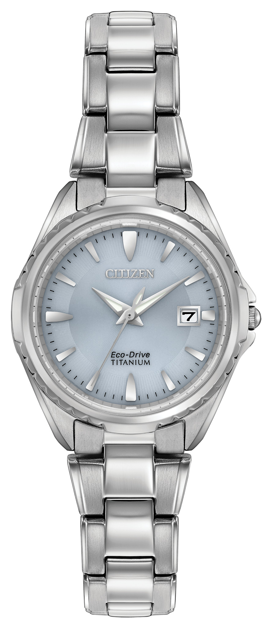 ポイント5倍 腕時計 シチズン Citizen EW2410-54L Lady's Blue Dial Titanium Bracelet Date  Watch 通販