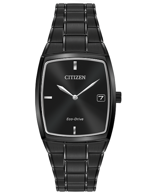 Paradigm Men s Eco Drive Square Face Black Date Watch CITIZEN