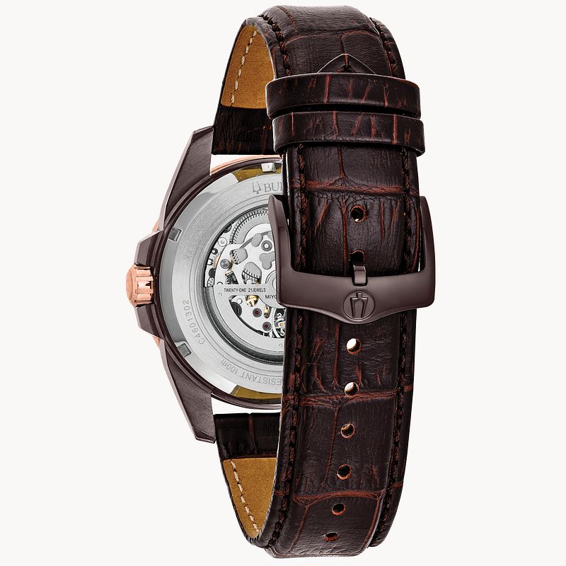 Bulova Sutton Men s Rose Gold Dial Brown Leather Classic Watch Bulova