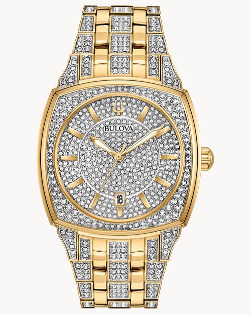 Bulova men's 2025 gold crystal watch