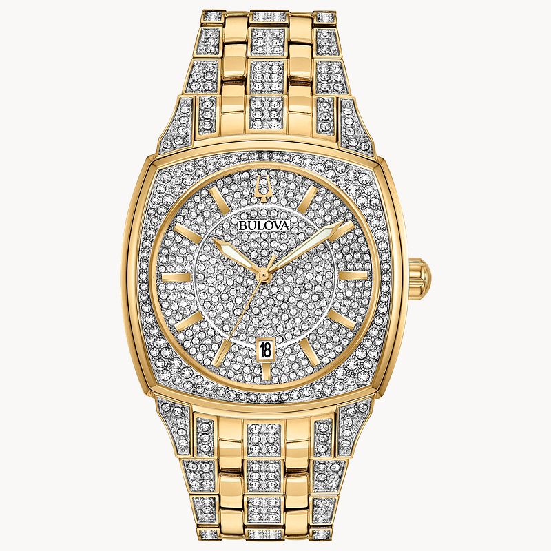Bulova swarovski crystal mens watch clearance