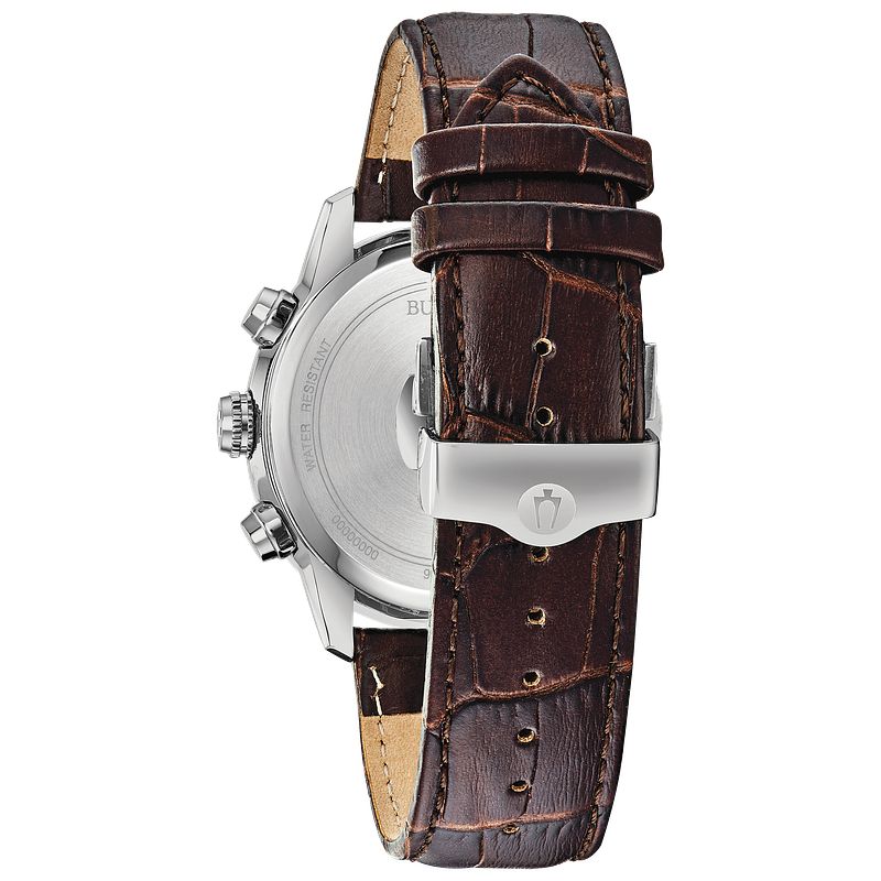 Bulova Sutton Men's Dark Grey Brown Leather Strap Watch