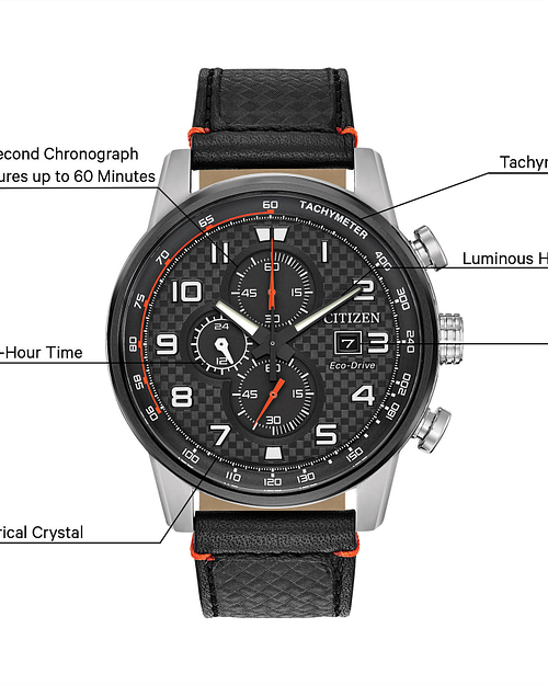 Primo Men s Eco Drive CA0681 03E Black Leather Strap Watch CITIZEN