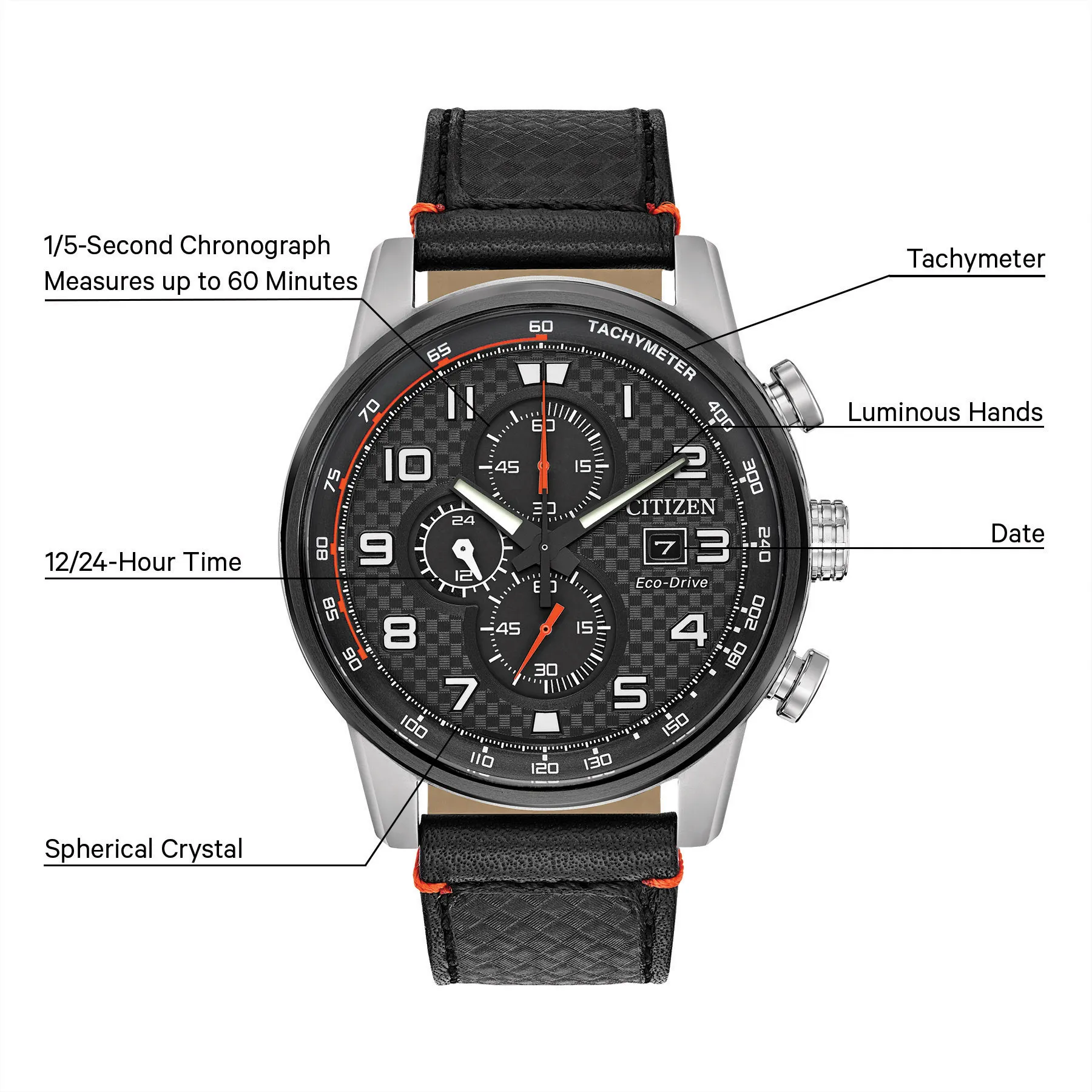 Primo - Men's Eco-Drive CA0681-03E Black Leather Strap Watch | CITIZEN