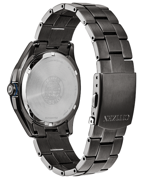 Citizen WDR Eco Drive Black Blue Dial Stainless Steel Watch CITIZEN