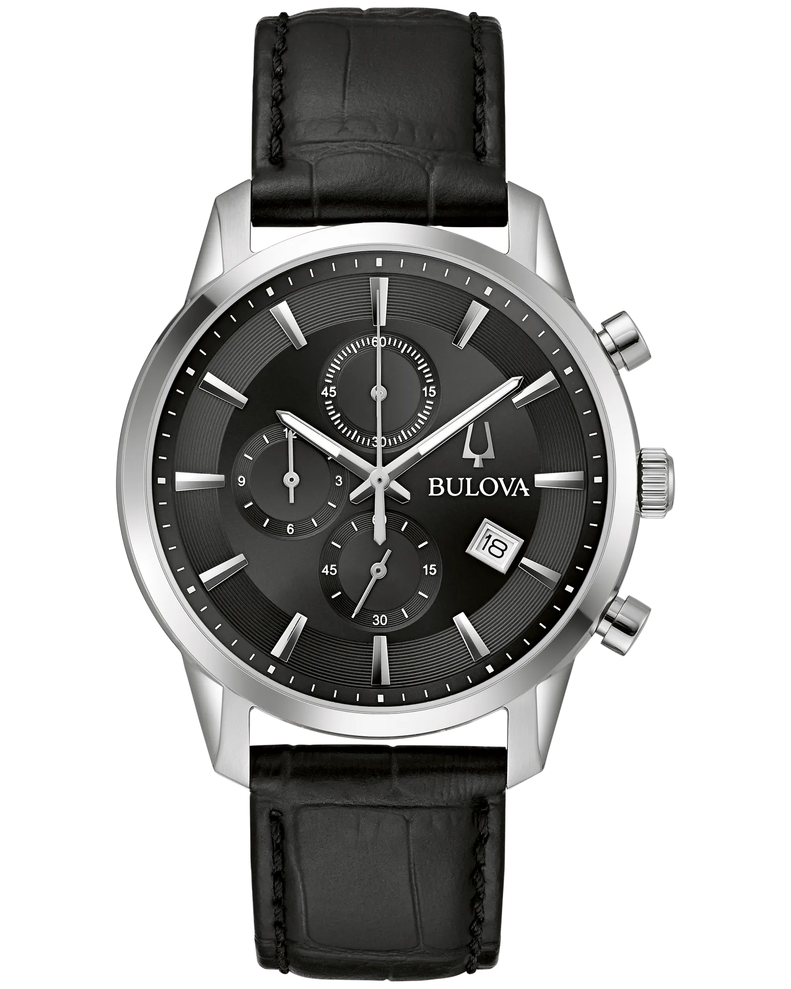 Bulova Black Dial Stainless Steel Strap Sutton 96B403 — Black