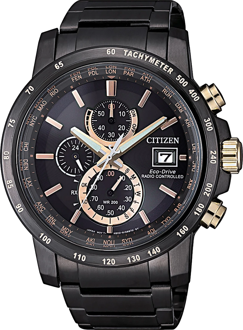 Online Special Black Dial Stainless Steel Bracelet AT8127-85F