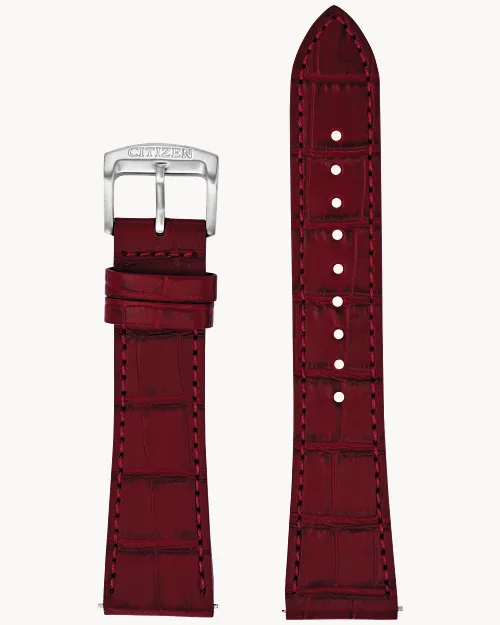 Red Croc-Embossed Leather Strap image number 0