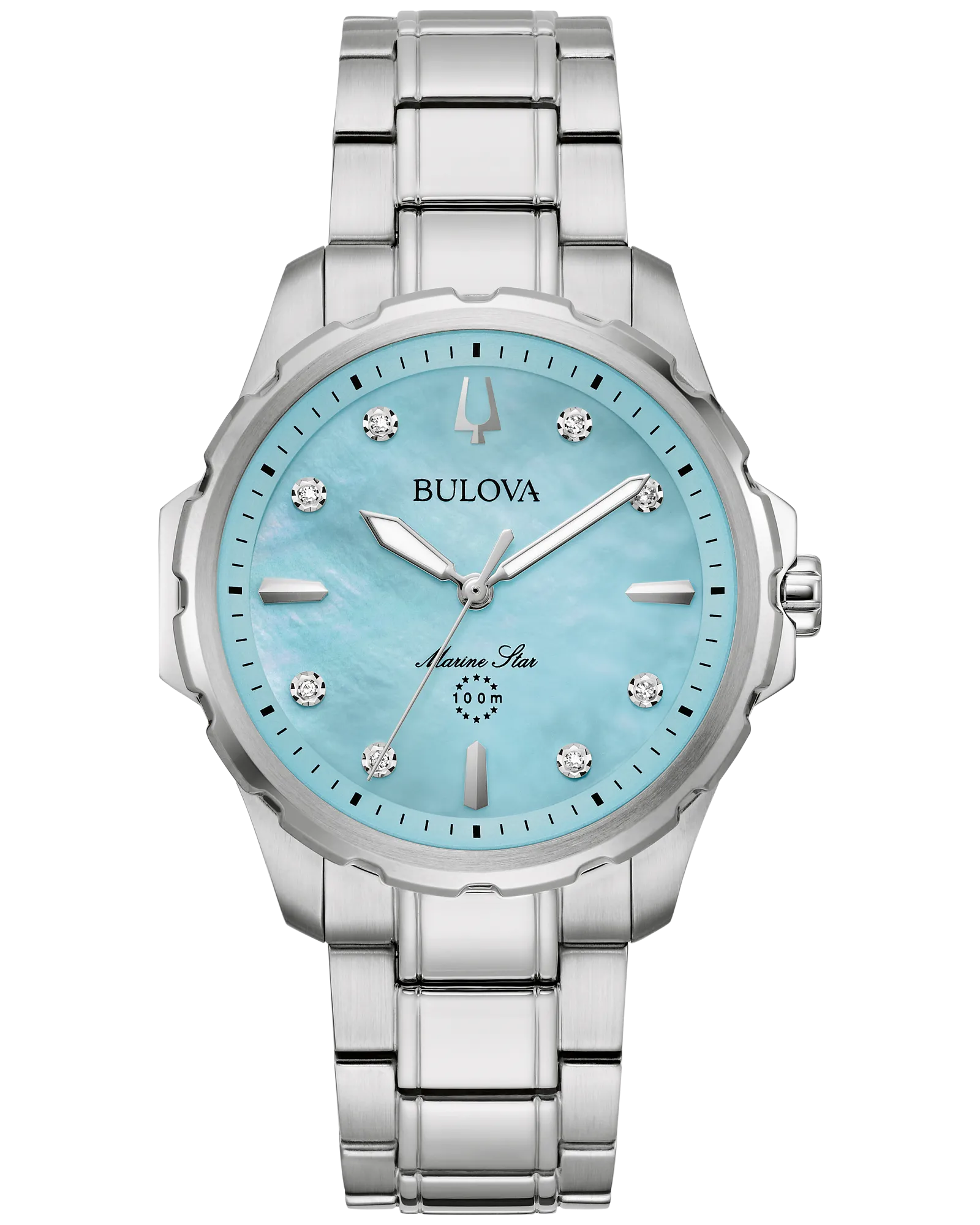 Bulova Blue Dial Stainless Steel Bracelet Marine Star 96P248 — Blue