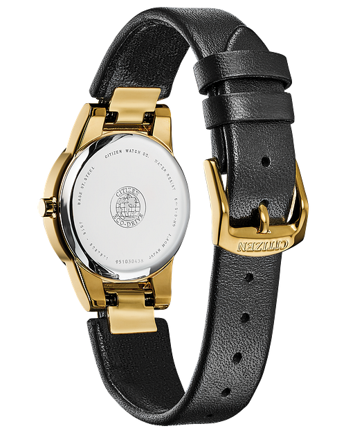 Citizen Axiom Ladies Eco Drive Gold Black Dial Watch CITIZEN