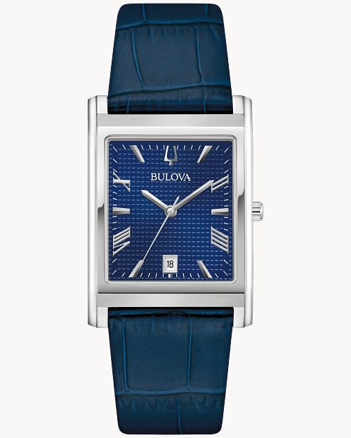 Bulova men's leather strap watch sale