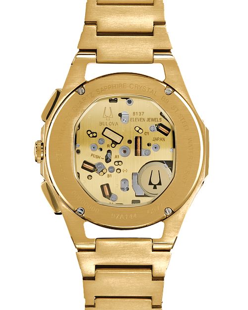 Bulova CURV Gold Black Dial Chronograph Stainless Steel Watch | Bulova
