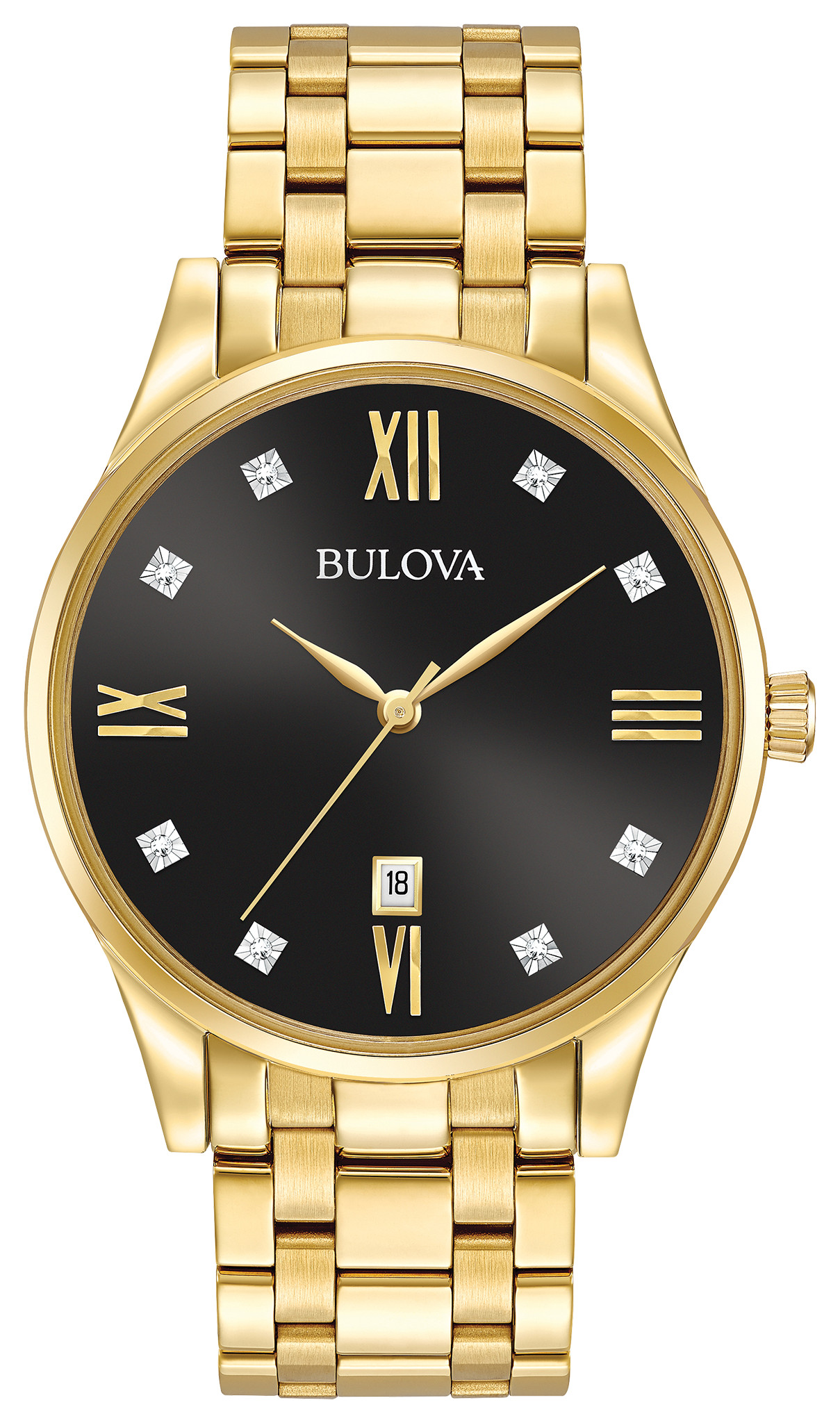 bulova men's watch black with diamonds