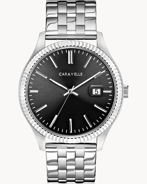 Caravelle steel men's watch discount