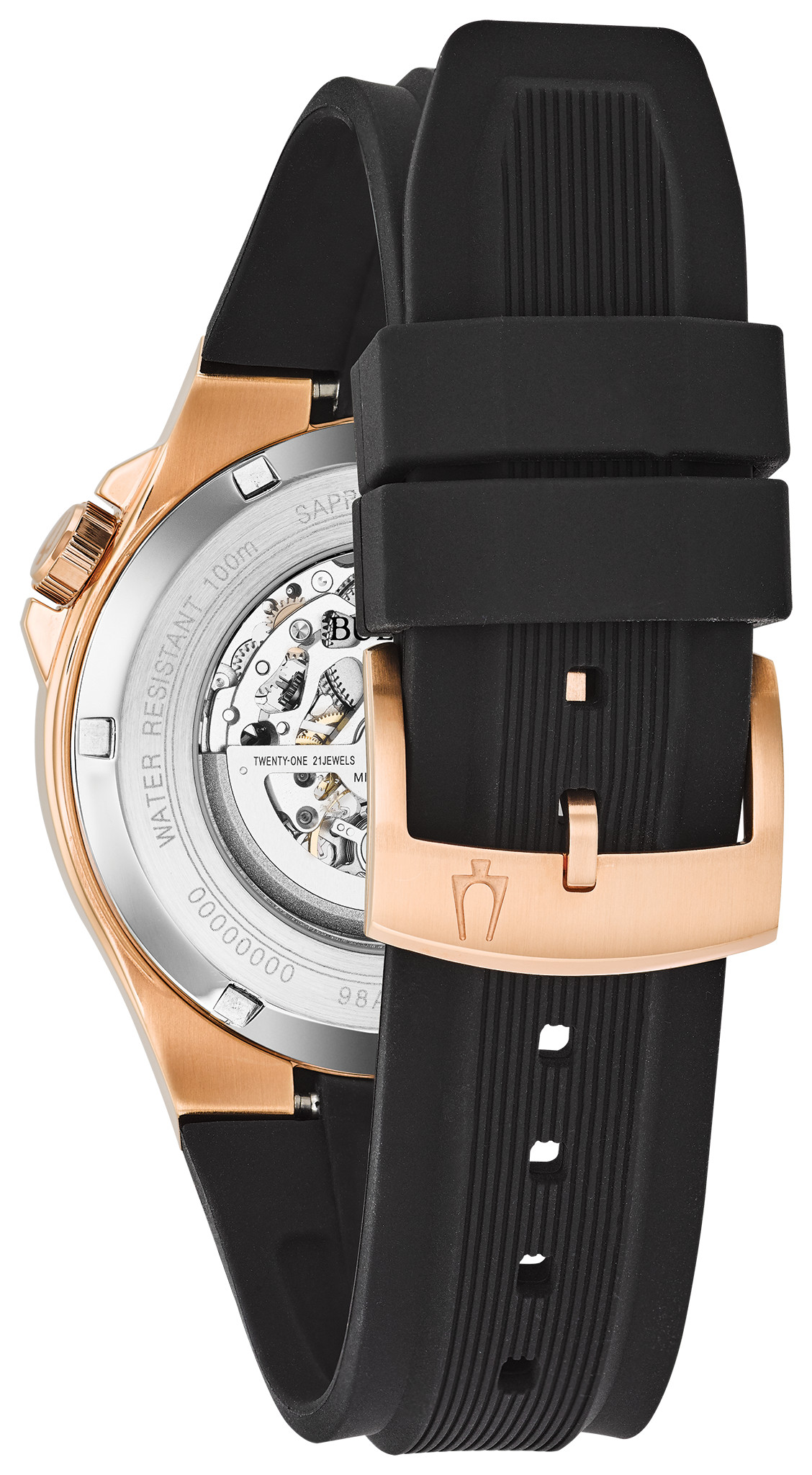 Bulova Maquina Men's Rose Gold Black Automatic Classic Watch | Bulova