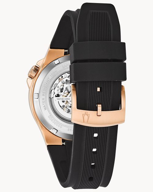 Bulova Maquina Men\'s Rose Gold Black Automatic Classic Watch | Bulova