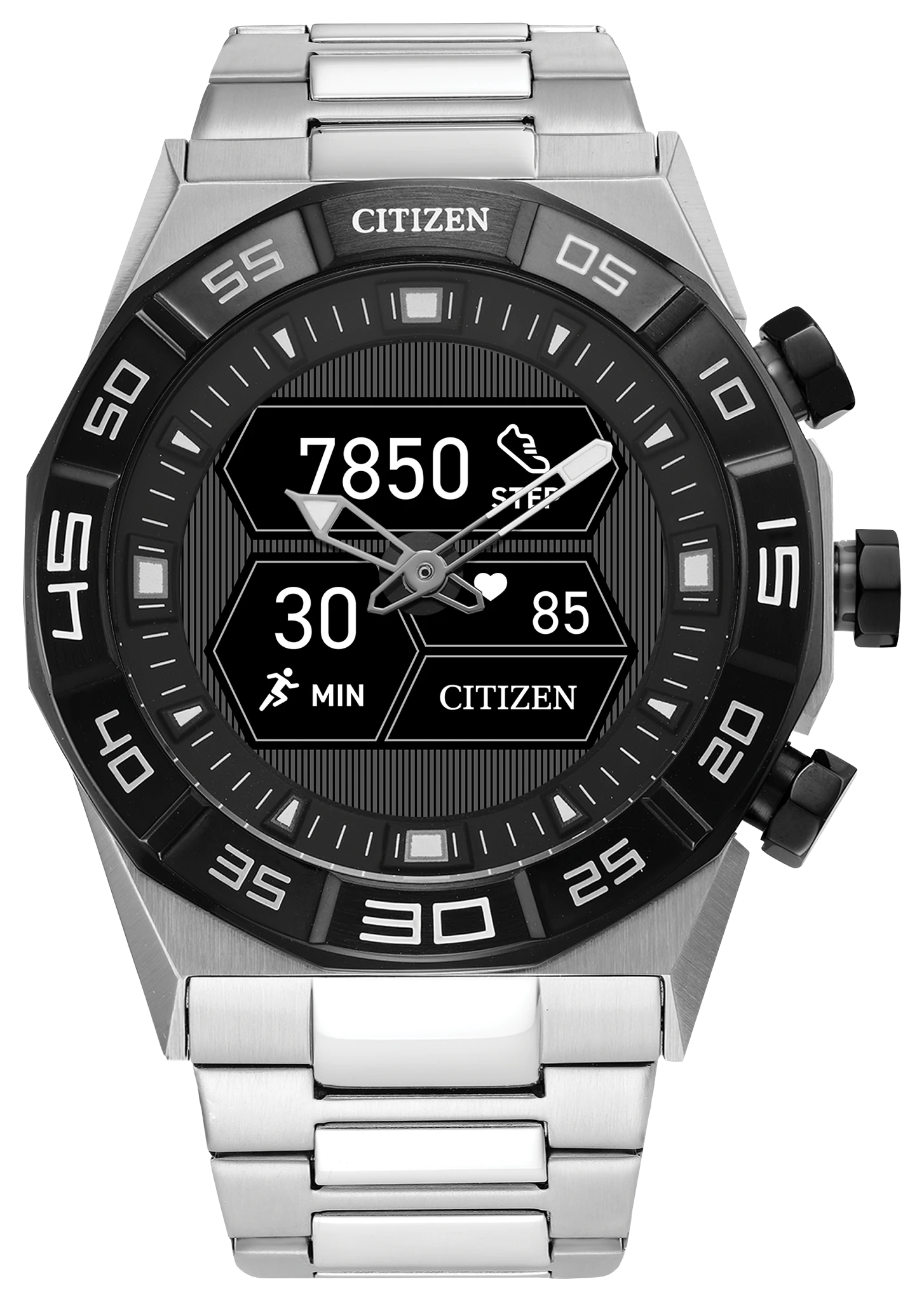 au maison CZ Smart Hybrid Black Dial Stainless Steel Bracelet JX2006-52E
