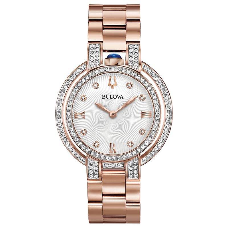 Bulova Rubaiyat Women's Rose Gold White Dial Diamond Watch | Bulova