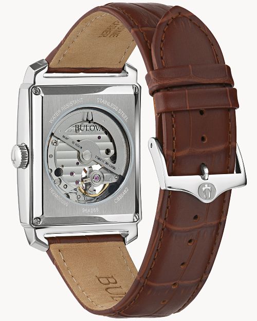 Silver-Tone Dial Leather Strap Sutton 96A268 | Bulova