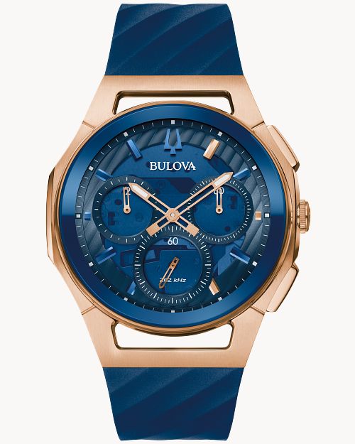 Blue Dial EPDM Rubber Rubber CURV 97A185 Bulova