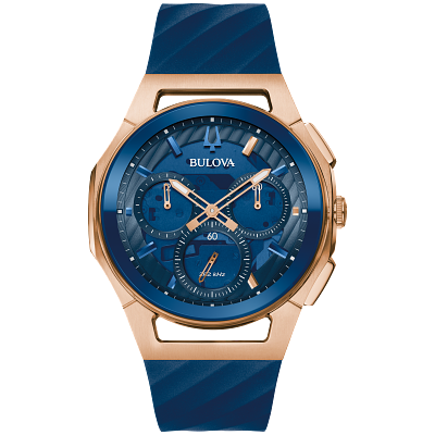 Blue Dial EPDM Rubber Rubber CURV 97A185 Bulova