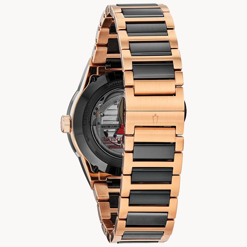 Bulova Latin GRAMMY Black Dial Rose Gold Stainless Steel Watch