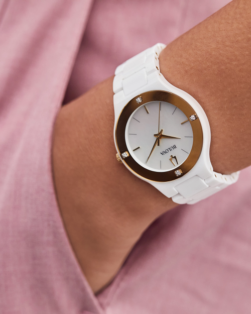 White Dial Ceramic Bracelet Millennia 98R292 Bulova