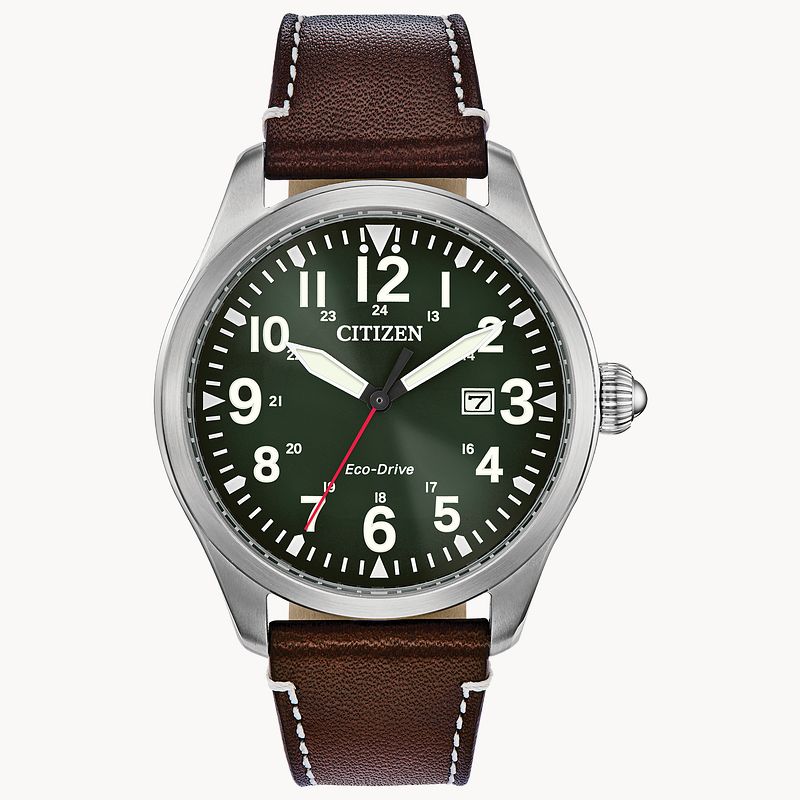 Citizen Garrison Eco Drive Green Dial Stainless Steel Watch CITIZEN