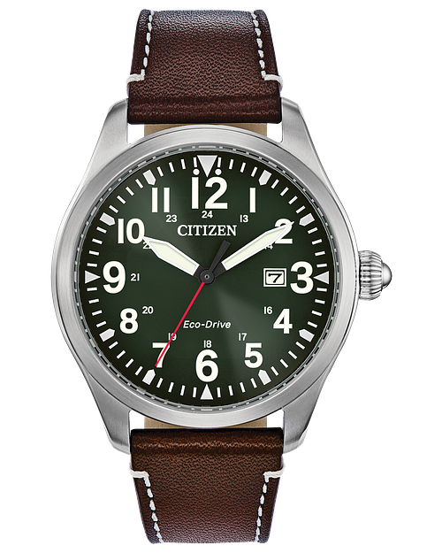 Citizen Garrison Eco Drive Green Dial Stainless Steel Watch CITIZEN