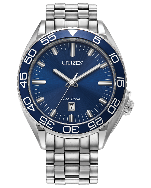 Citizen men's blue dial stainless steel bracelet watch sales
