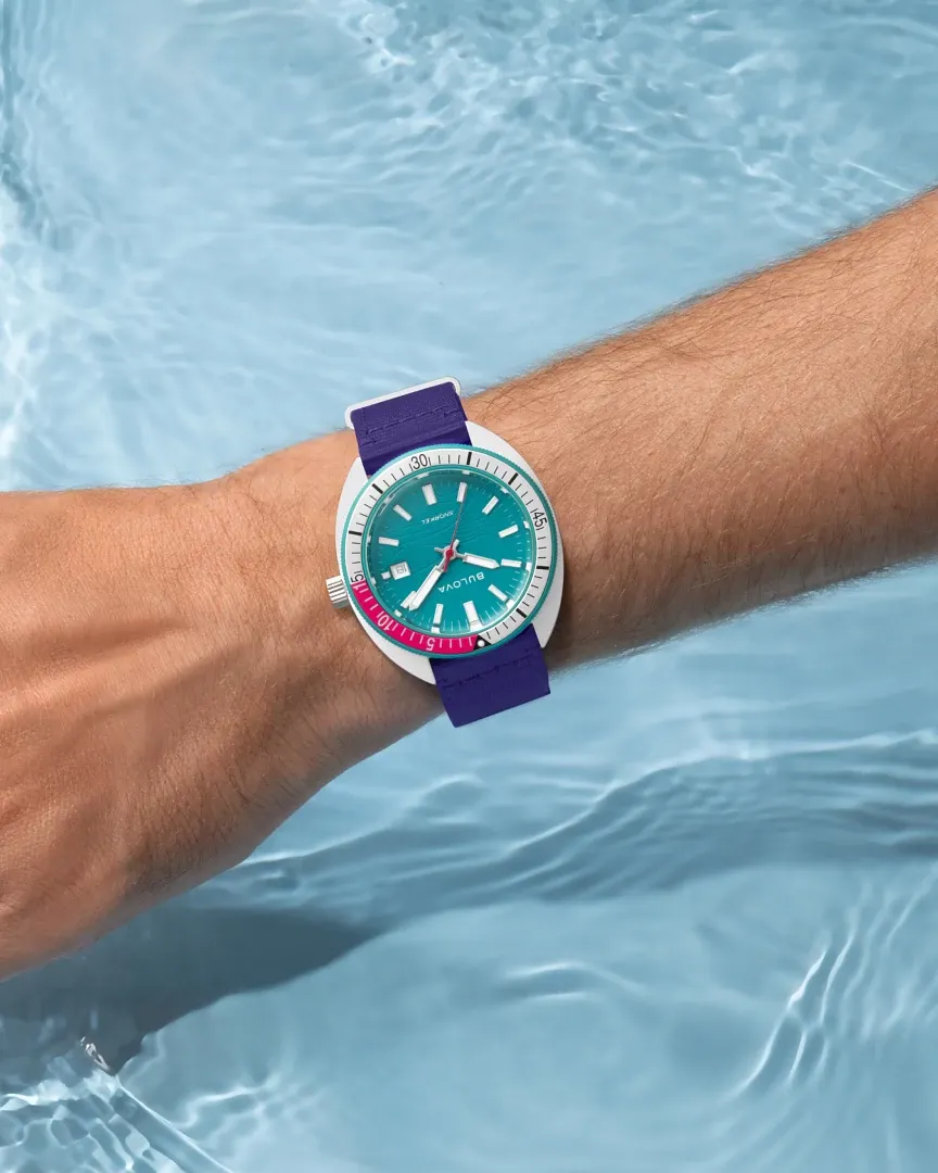 No64アクアマリンバングル　サイズ59 Teal Dial Nylon Strap Snorkel #tide® - Coral Reef 98B447 | Bulova