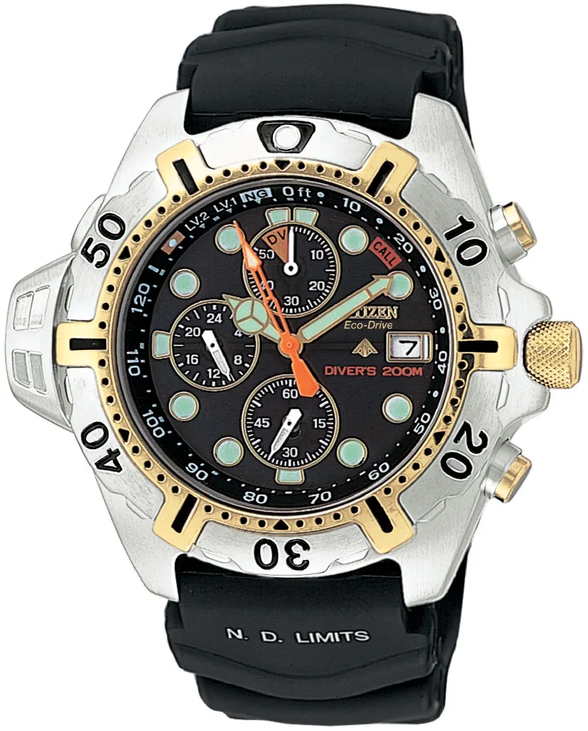 Promaster Depth Meter Chronograph Black Dial Polyurethane Strap