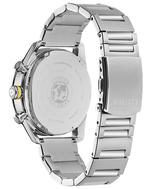 CTO Men s Eco Drive CA0660 54E Steel Yellow Accent Watch CITIZEN