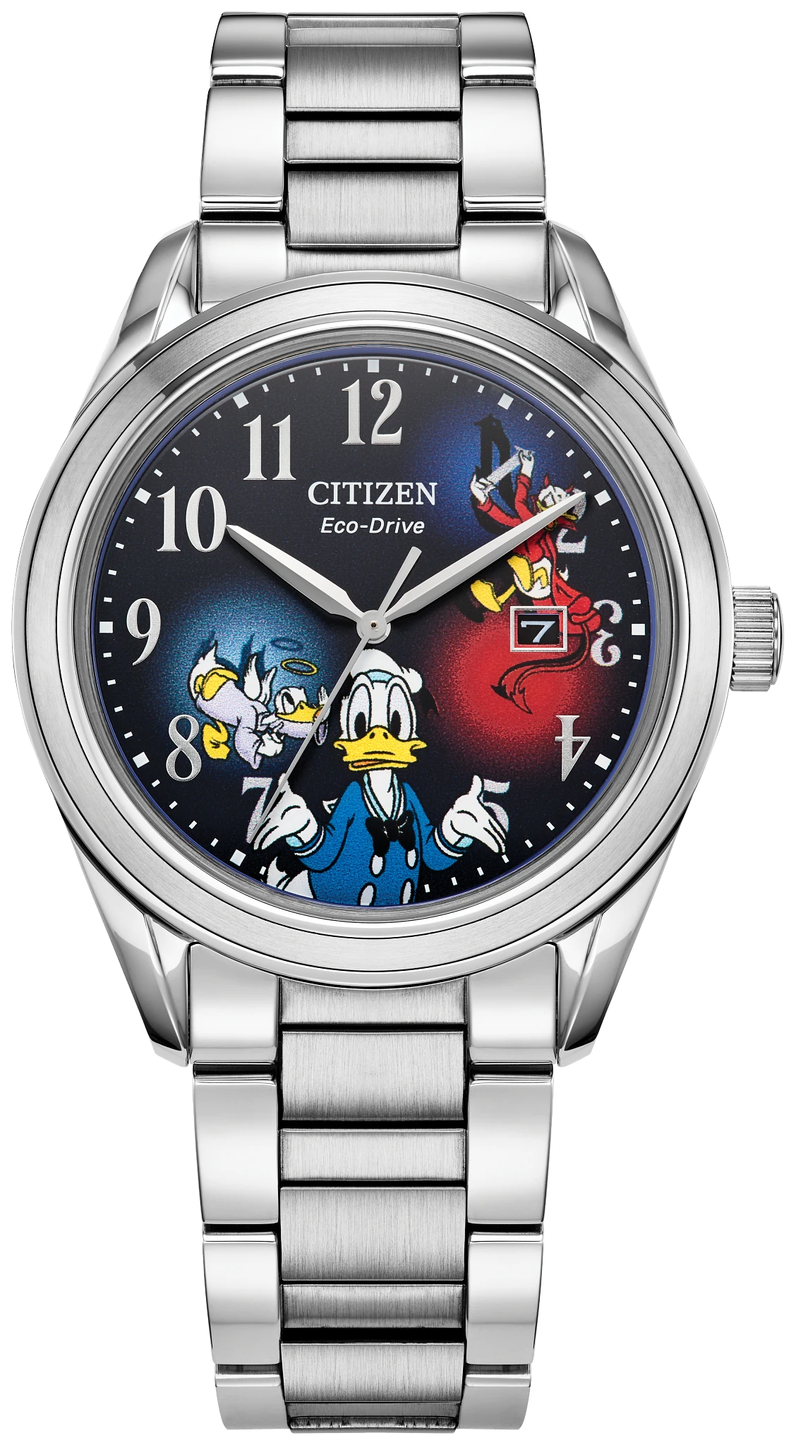 au maison Feisty Donald Duck 90th Anniversary Blue Dial Stainless Steel Bracelet AW1691-66W