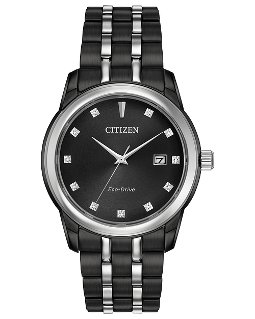 Corso Men s Eco Drive Black Two Tone Silver Steel Date Watch