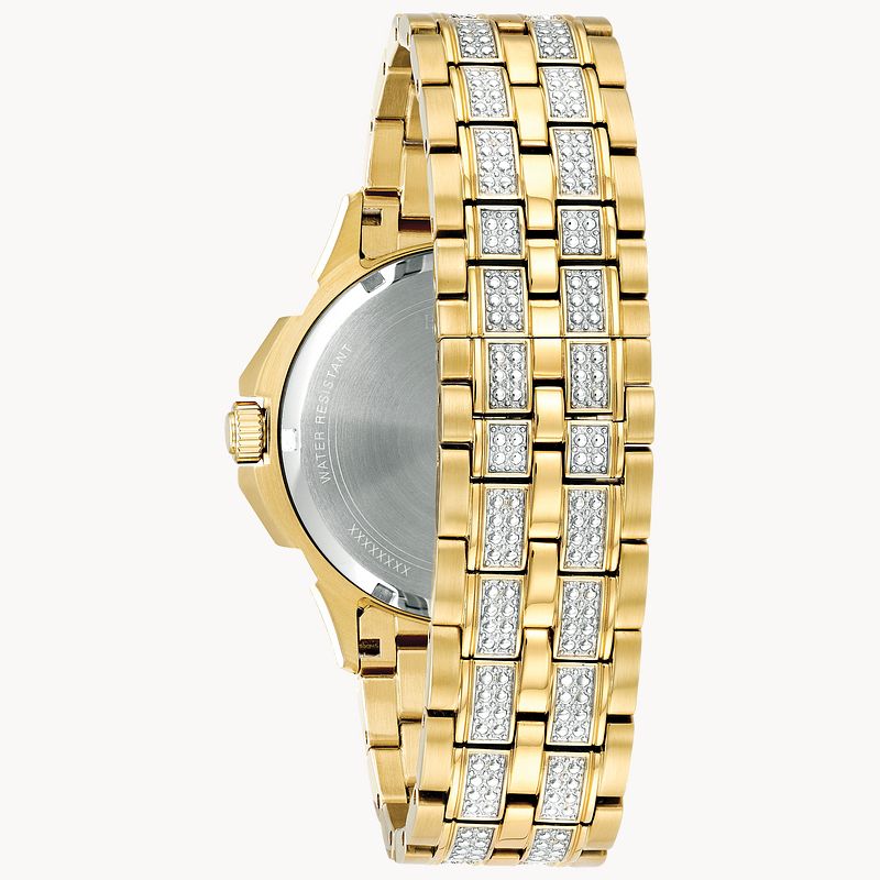 Bulova Octava Men s Gold Pave Dial Crystal Watch Bulova